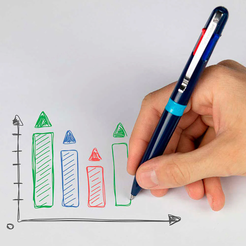 Take 4 Multi 4- Colour Ballpoint Pens M, Box of 10 units - Blue - Image 12