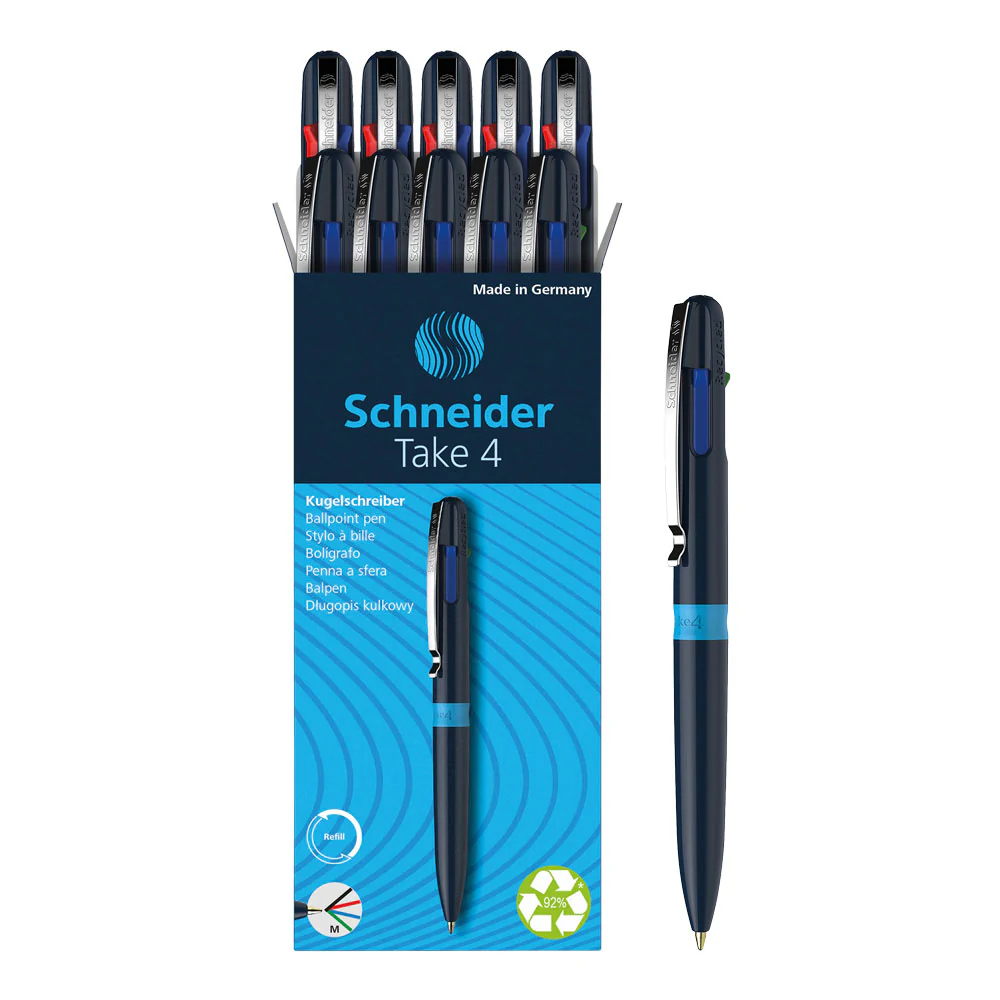 Take 4 Multi 4- Colour Ballpoint Pens M, Box of 10 units - Blue - Image 9